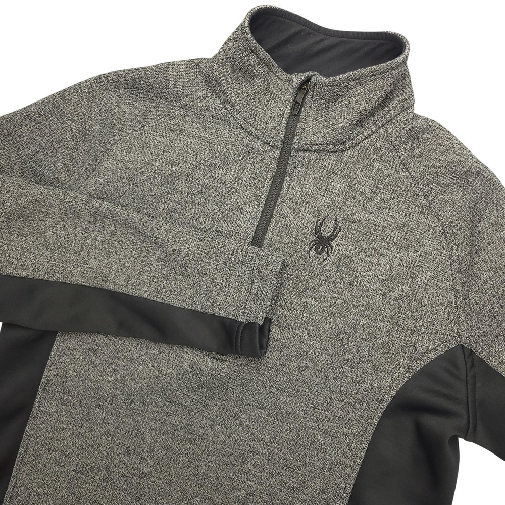 Spyder Pullover Mens Medium Gray 1/4 Zip Fleece‎ Thermal Hiking Top Jacket